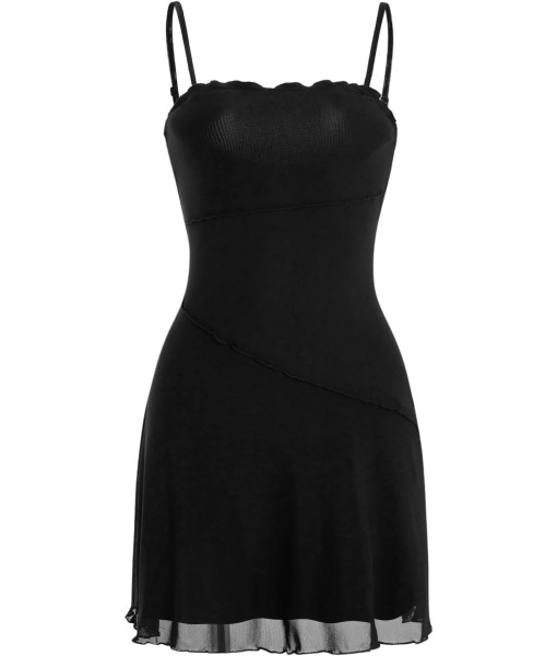 Verdusa Women's Mini Dress Floral Spaghetti Strap Mesh Dresses Going Out Festival Concert Outfits Grunge Gothic Clothes