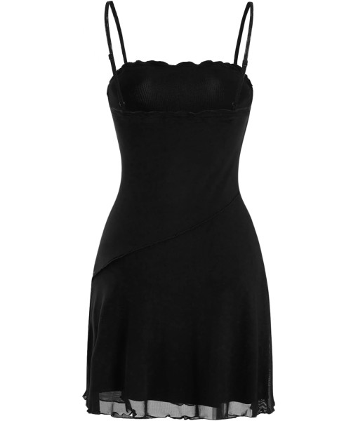 Verdusa Women's Mini Dress Floral Spaghetti Strap Mesh Dresses Going Out Festival Concert Outfits Grunge Gothic Clothes