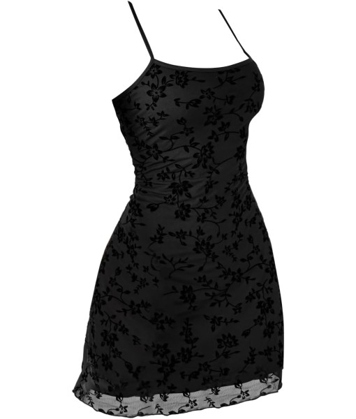 Verdusa Women's Mini Dress Floral Spaghetti Strap Mesh Dresses Going Out Festival Concert Outfits Grunge Gothic Clothes