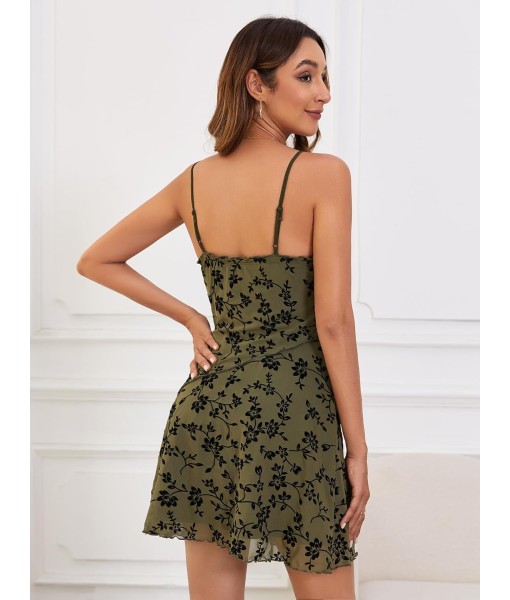 Verdusa Women's Mini Dress Floral Spaghetti Strap Mesh Dresses Going Out Festival Concert Outfits Grunge Gothic Clothes