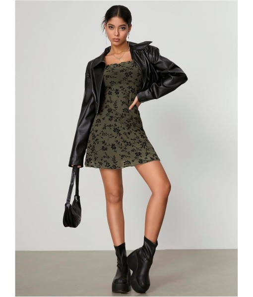 Verdusa Women's Mini Dress Floral Spaghetti Strap Mesh Dresses Going Out Festival Concert Outfits Grunge Gothic Clothes