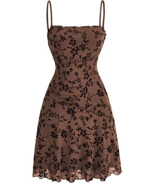 Verdusa Women's Mini Dress Floral Spaghetti Strap Mesh Dresses Going Out Festival Concert Outfits Grunge Gothic Clothes