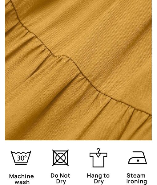 ZESICA Women's 2025 Summer Casual Flutter Short Sleeve Crew Neck Smocked Elastic Waist Tiered Midi Dress