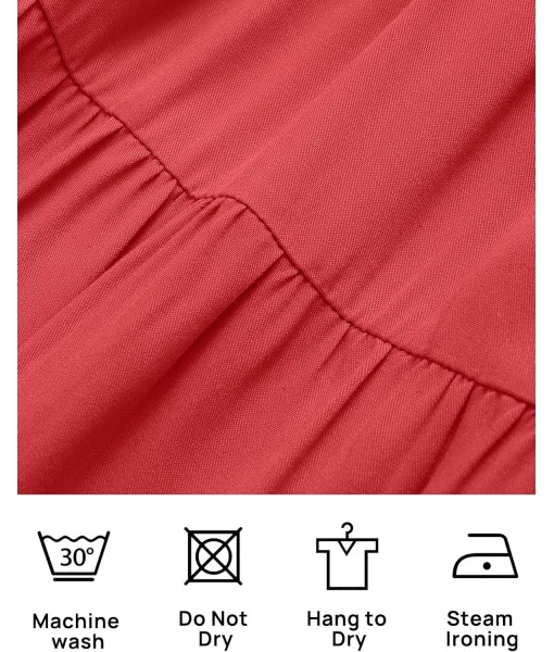 ZESICA Women's 2025 Summer Casual Flutter Short Sleeve Crew Neck Smocked Elastic Waist Tiered Midi Dress