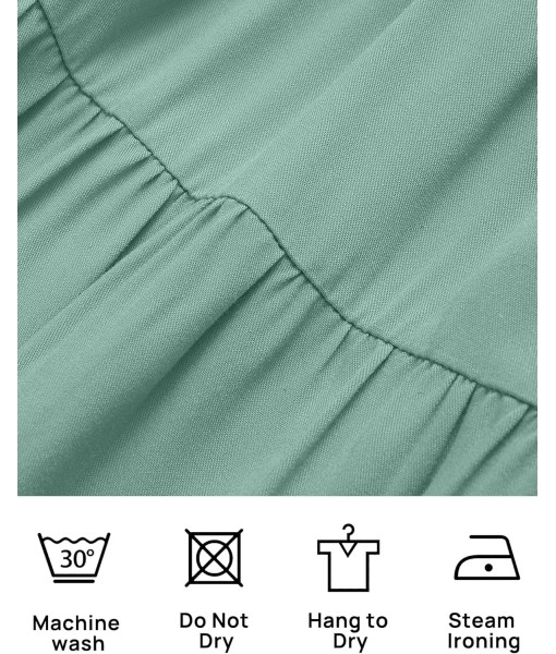 ZESICA Women's 2025 Summer Casual Flutter Short Sleeve Crew Neck Smocked Elastic Waist Tiered Midi Dress