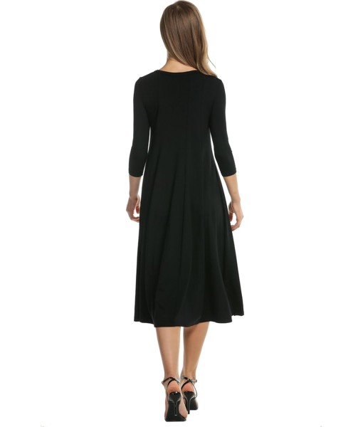 HOTOUCH Women's 3/4 Sleeve A-line and Flare Midi Long Dress