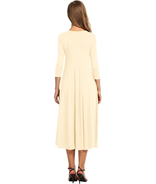 HOTOUCH Women's 3/4 Sleeve A-line and Flare Midi Long Dress