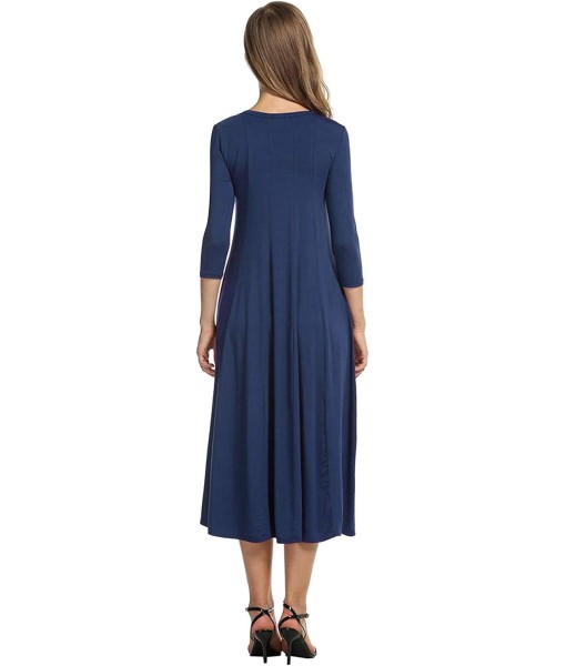 HOTOUCH Women's 3/4 Sleeve A-line and Flare Midi Long Dress