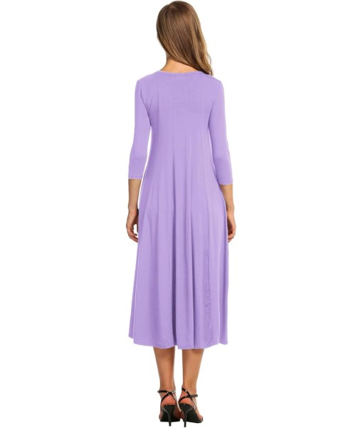 HOTOUCH Women's 3/4 Sleeve A-line and Flare Midi Long Dress