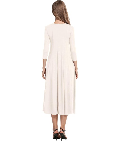 HOTOUCH Women's 3/4 Sleeve A-line and Flare Midi Long Dress