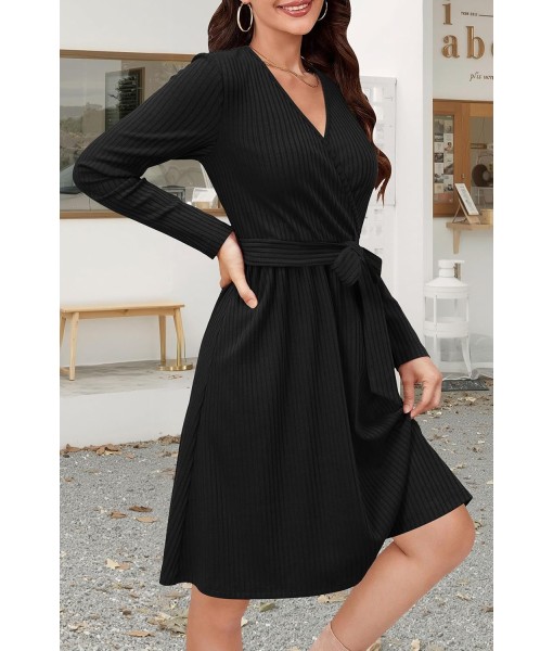 Newshows Womens 2025 Fall Dresses Teacher Church Business Casual Work Outfits Knit Midi Sweater Pockets Belt Dress