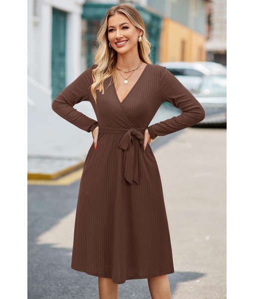 Newshows Womens 2025 Fall Dresses Teacher Church Business Casual Work Outfits Knit Midi Sweater Pockets Belt Dress