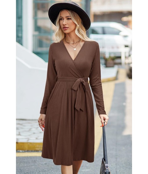 Newshows Womens 2025 Fall Dresses Teacher Church Business Casual Work Outfits Knit Midi Sweater Pockets Belt Dress