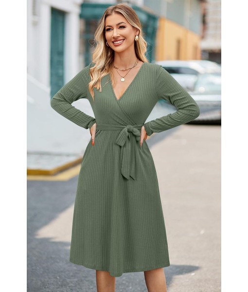Newshows Womens 2025 Fall Dresses Teacher Church Business Casual Work Outfits Knit Midi Sweater Pockets Belt Dress