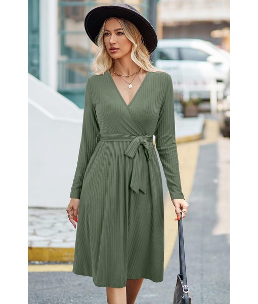 Newshows Womens 2025 Fall Dresses Teacher Church Business Casual Work Outfits Knit Midi Sweater Pockets Belt Dress