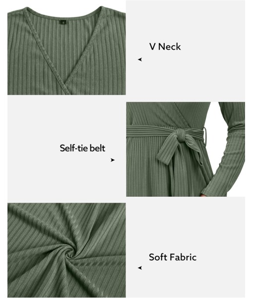 Newshows Womens 2025 Fall Dresses Teacher Church Business Casual Work Outfits Knit Midi Sweater Pockets Belt Dress