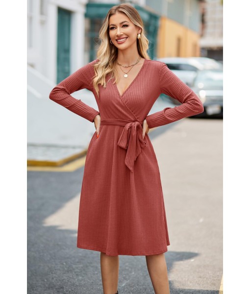 Newshows Womens 2025 Fall Dresses Teacher Church Business Casual Work Outfits Knit Midi Sweater Pockets Belt Dress