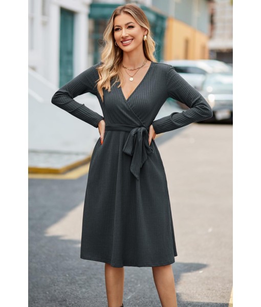 Newshows Womens 2025 Fall Dresses Teacher Church Business Casual Work Outfits Knit Midi Sweater Pockets Belt Dress