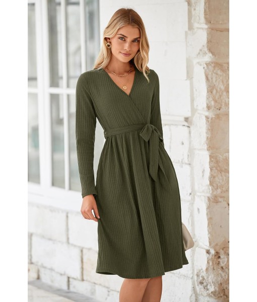 Newshows Womens 2025 Fall Dresses Teacher Church Business Casual Work Outfits Knit Midi Sweater Pockets Belt Dress