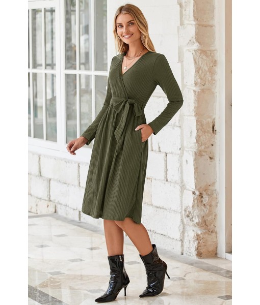 Newshows Womens 2025 Fall Dresses Teacher Church Business Casual Work Outfits Knit Midi Sweater Pockets Belt Dress
