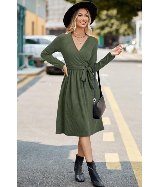 Newshows Womens 2025 Fall Dresses Teacher Church Business Casual Work Outfits Knit Midi Sweater Pockets Belt Dress