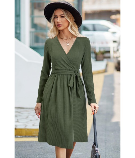 Newshows Womens 2025 Fall Dresses Teacher Church Business Casual Work Outfits Knit Midi Sweater Pockets Belt Dress