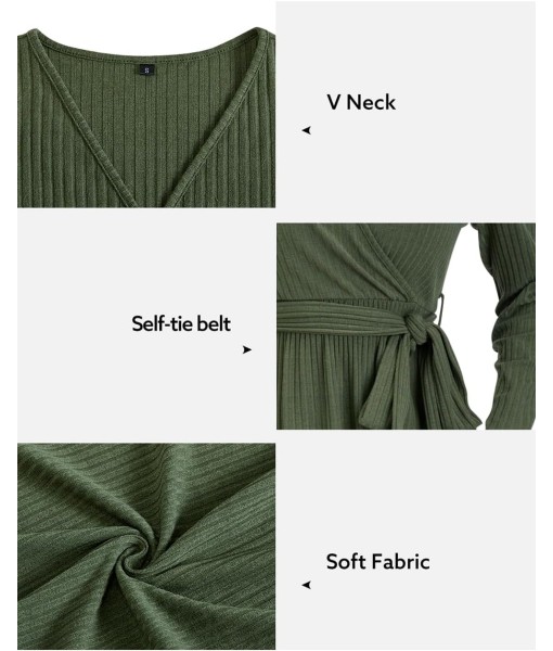 Newshows Womens 2025 Fall Dresses Teacher Church Business Casual Work Outfits Knit Midi Sweater Pockets Belt Dress