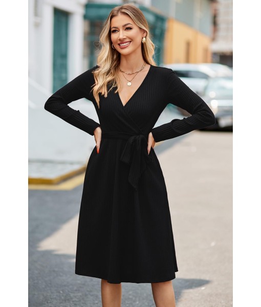 Newshows Womens 2025 Fall Dresses Teacher Church Business Casual Work Outfits Knit Midi Sweater Pockets Belt Dress