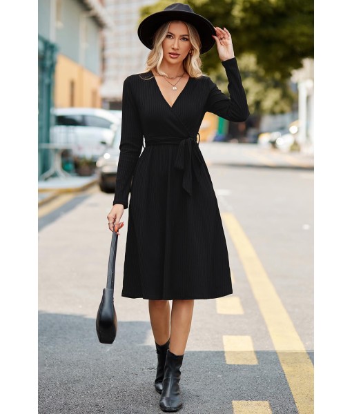 Newshows Womens 2025 Fall Dresses Teacher Church Business Casual Work Outfits Knit Midi Sweater Pockets Belt Dress