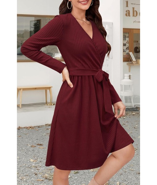 Newshows Womens 2025 Fall Dresses Teacher Church Business Casual Work Outfits Knit Midi Sweater Pockets Belt Dress
