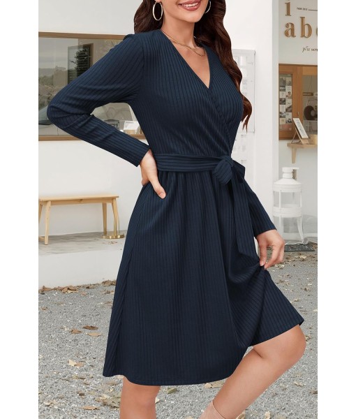 Newshows Womens 2025 Fall Dresses Teacher Church Business Casual Work Outfits Knit Midi Sweater Pockets Belt Dress