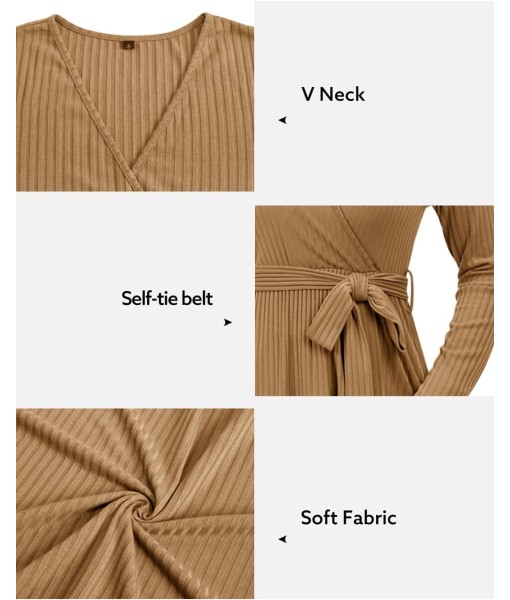 Newshows Womens 2025 Fall Dresses Teacher Church Business Casual Work Outfits Knit Midi Sweater Pockets Belt Dress