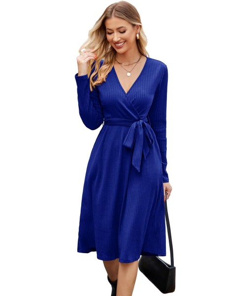 Newshows Womens 2025 Fall Dresses Teacher Church Business Casual Work Outfits Knit Midi Sweater Pockets Belt Dress