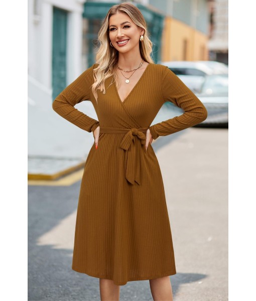 Newshows Womens 2025 Fall Dresses Teacher Church Business Casual Work Outfits Knit Midi Sweater Pockets Belt Dress