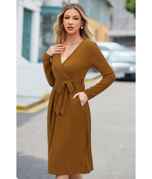 Newshows Womens 2025 Fall Dresses Teacher Church Business Casual Work Outfits Knit Midi Sweater Pockets Belt Dress