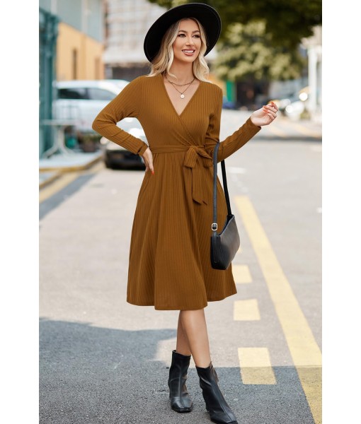 Newshows Womens 2025 Fall Dresses Teacher Church Business Casual Work Outfits Knit Midi Sweater Pockets Belt Dress
