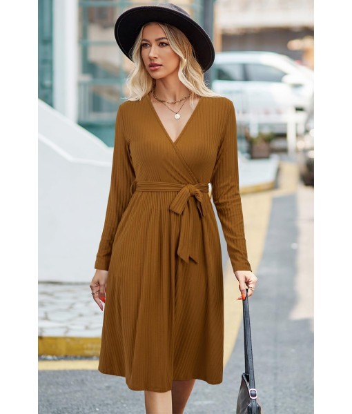 Newshows Womens 2025 Fall Dresses Teacher Church Business Casual Work Outfits Knit Midi Sweater Pockets Belt Dress