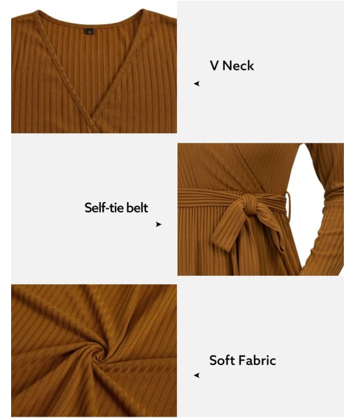 Newshows Womens 2025 Fall Dresses Teacher Church Business Casual Work Outfits Knit Midi Sweater Pockets Belt Dress