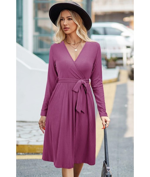 Newshows Womens 2025 Fall Dresses Teacher Church Business Casual Work Outfits Knit Midi Sweater Pockets Belt Dress