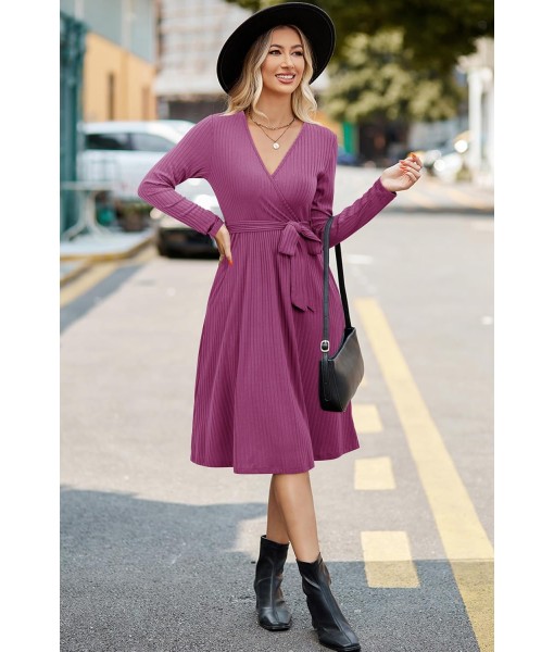 Newshows Womens 2025 Fall Dresses Teacher Church Business Casual Work Outfits Knit Midi Sweater Pockets Belt Dress