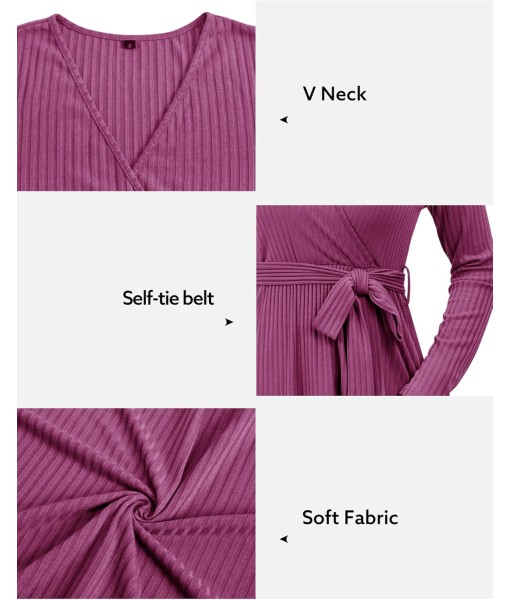 Newshows Womens 2025 Fall Dresses Teacher Church Business Casual Work Outfits Knit Midi Sweater Pockets Belt Dress