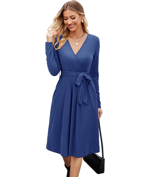 Newshows Womens 2025 Fall Dresses Teacher Church Business Casual Work Outfits Knit Midi Sweater Pockets Belt Dress