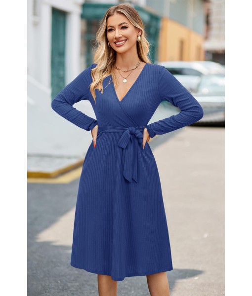 Newshows Womens 2025 Fall Dresses Teacher Church Business Casual Work Outfits Knit Midi Sweater Pockets Belt Dress