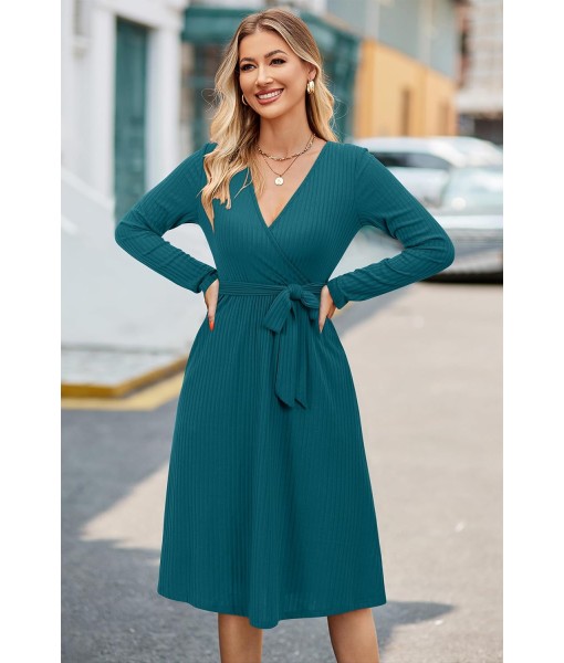 Newshows Womens 2025 Fall Dresses Teacher Church Business Casual Work Outfits Knit Midi Sweater Pockets Belt Dress