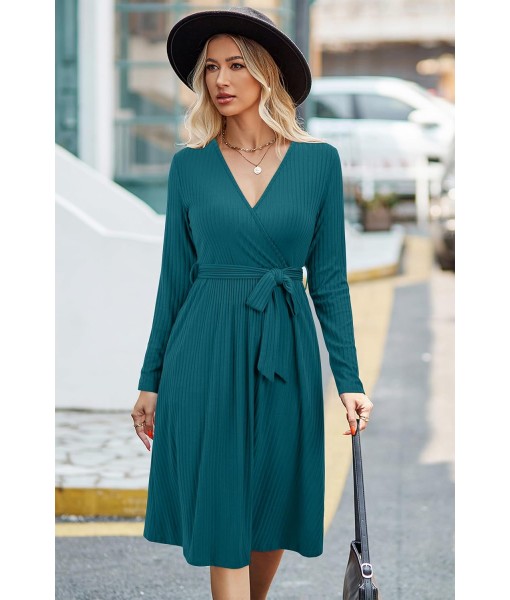 Newshows Womens 2025 Fall Dresses Teacher Church Business Casual Work Outfits Knit Midi Sweater Pockets Belt Dress