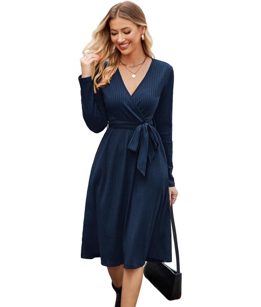 Newshows Womens 2025 Fall Dresses Teacher Church Business Casual Work Outfits Knit Midi Sweater Pockets Belt Dress