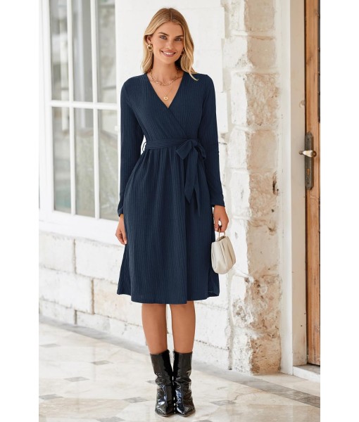Newshows Womens 2025 Fall Dresses Teacher Church Business Casual Work Outfits Knit Midi Sweater Pockets Belt Dress