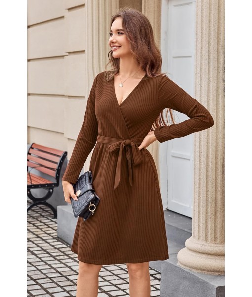 Newshows Womens 2025 Fall Dresses Teacher Church Business Casual Work Outfits Knit Midi Sweater Pockets Belt Dress