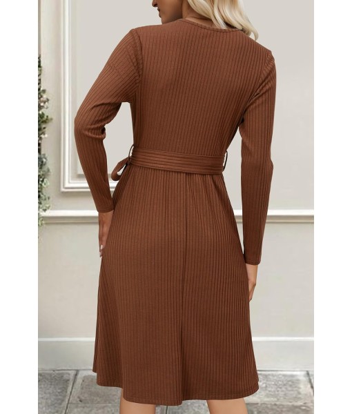 Newshows Womens 2025 Fall Dresses Teacher Church Business Casual Work Outfits Knit Midi Sweater Pockets Belt Dress