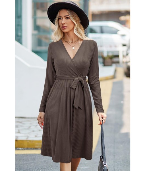 Newshows Womens 2025 Fall Dresses Teacher Church Business Casual Work Outfits Knit Midi Sweater Pockets Belt Dress